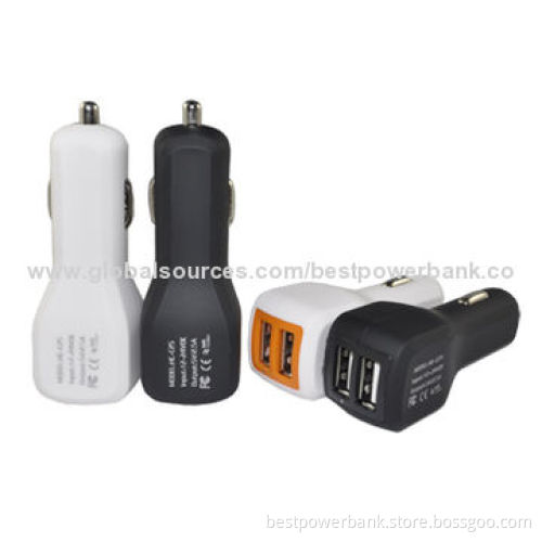 Special high quality rubber oil coating dual USB port car charger for smartphones/tablet